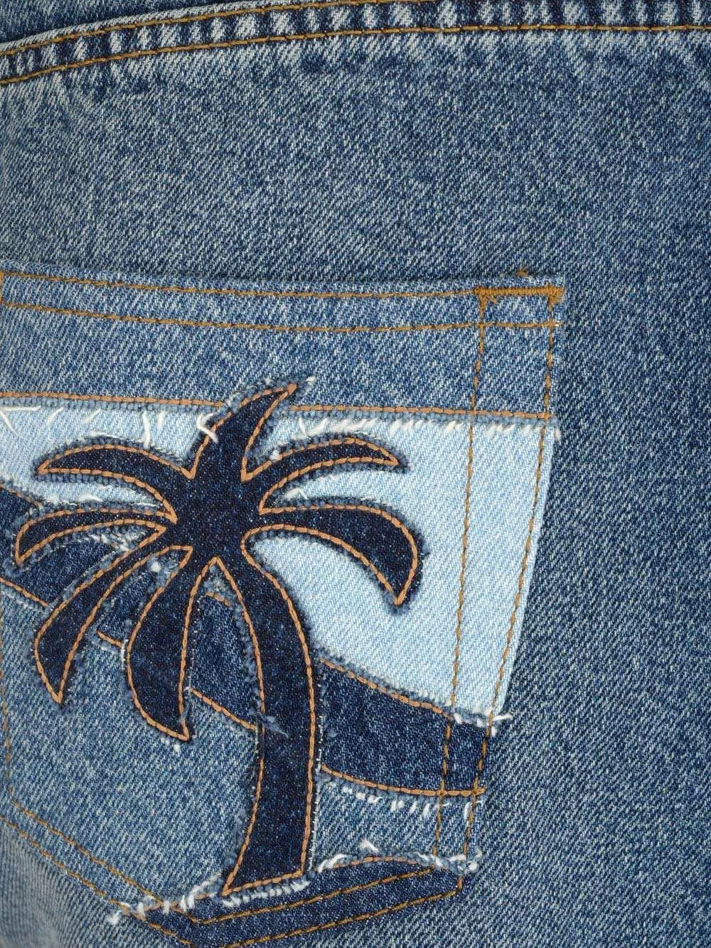 Palm Angels Embroidered Denim Shorts