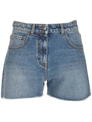 Palm Angels Embroidered Denim Shorts