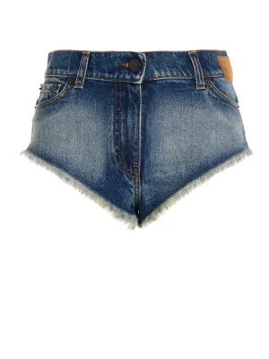Palm Angels Frayed Edge Denim Shorts
