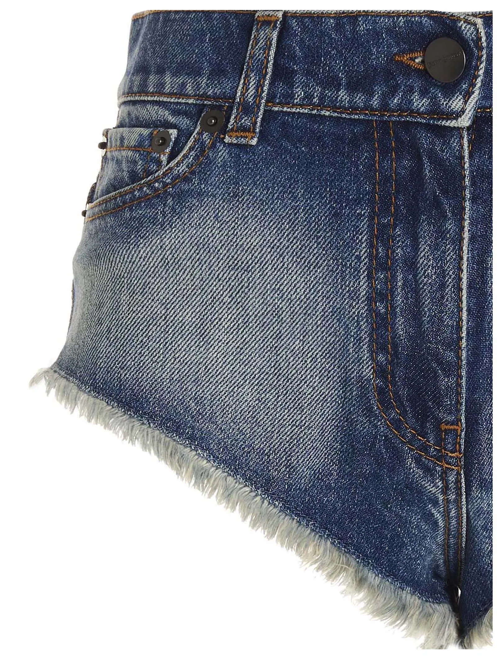 Palm Angels Frayed Edge Denim Shorts