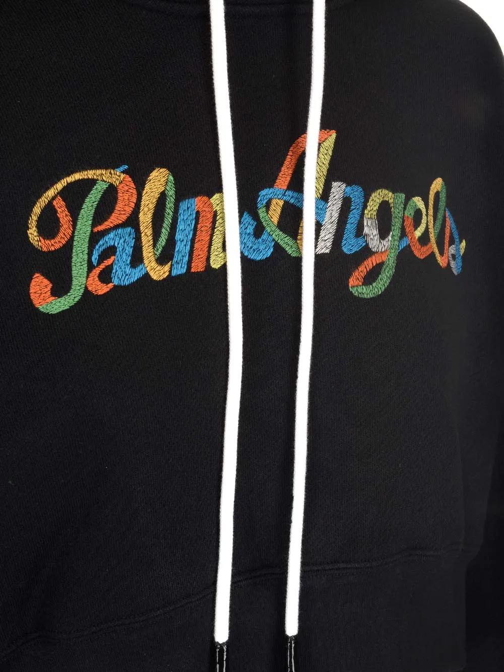 Palm Angels Logo Embroidered Cropped Hoodie