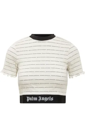 Palm Angels Logo Printed Cropped T-Shirt