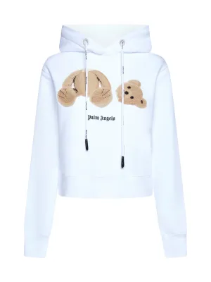 Palm Angels Logo Printed Drawstring Cropped Hoodie
