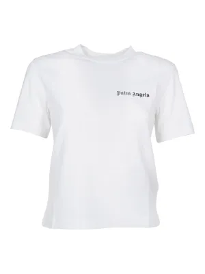 Palm Angels Logo Printed Straight Hem T-Shirt