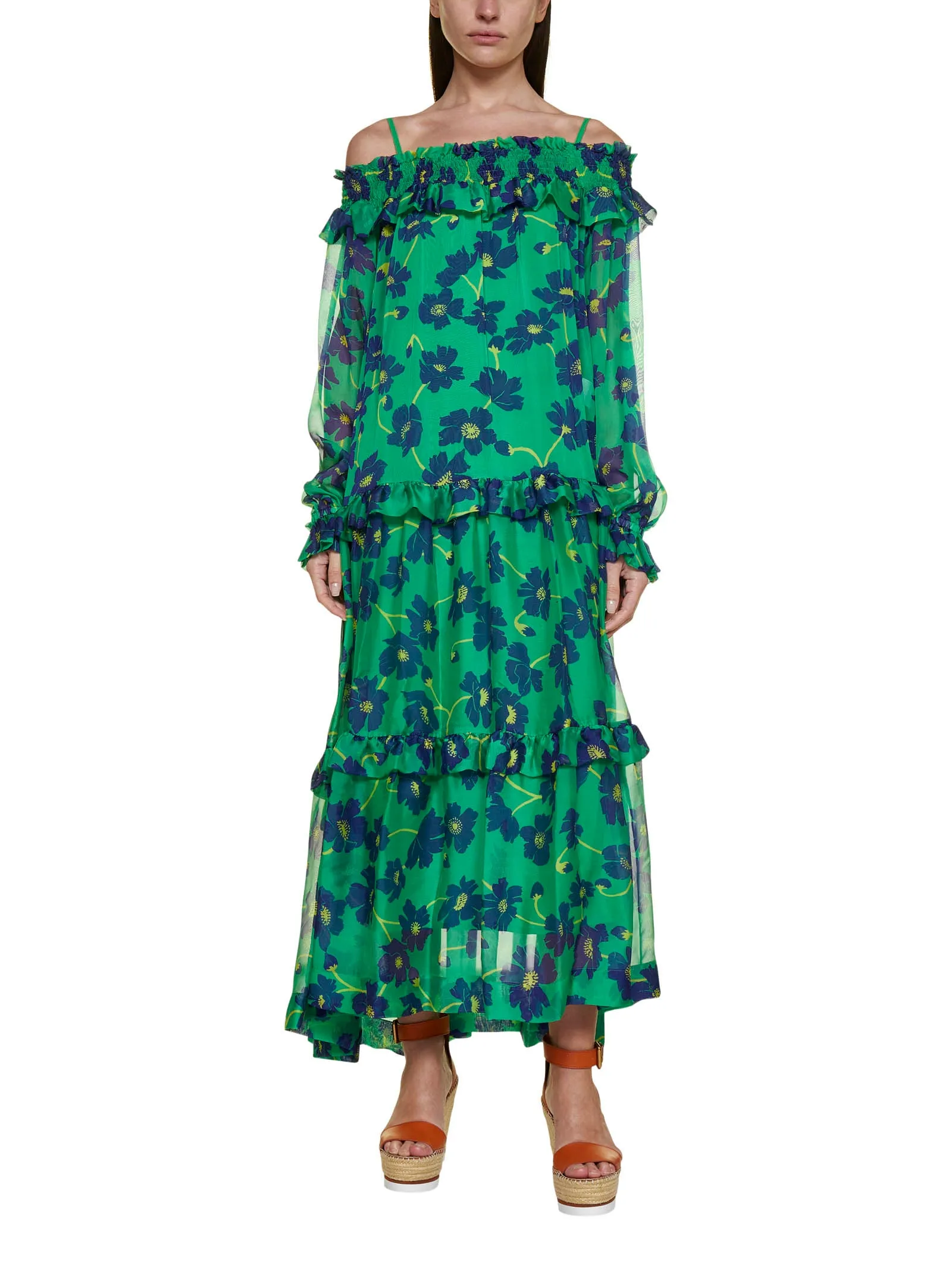 P.A.R.O.S.H. Allover Floral Printed Maxi Dress