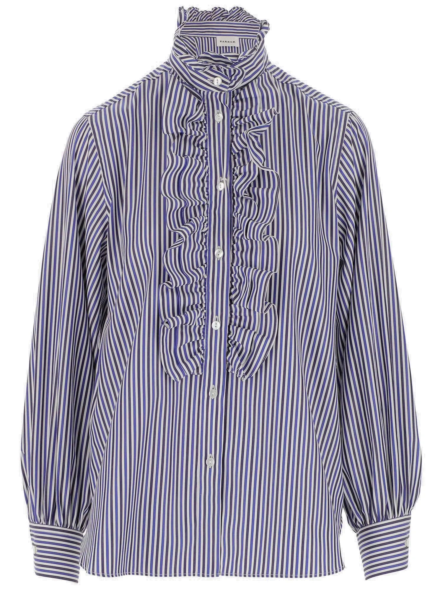 P.A.R.O.S.H. Ruffle Detailed High Neck Shirt