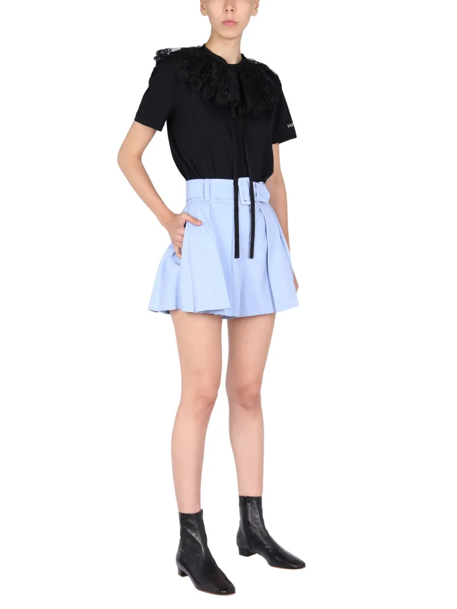 Patou Lace Embroidered Front-Tie Top