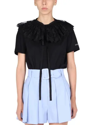 Patou Lace Embroidered Front-Tie Top