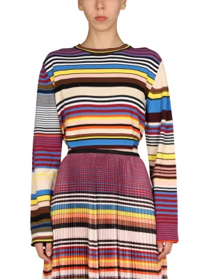 Paul Smith Striped Pleated Long-Sleeved Top