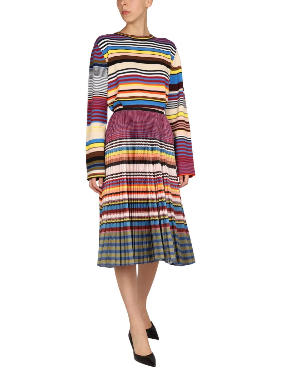 Paul Smith Striped Pleated Long-Sleeved Top
