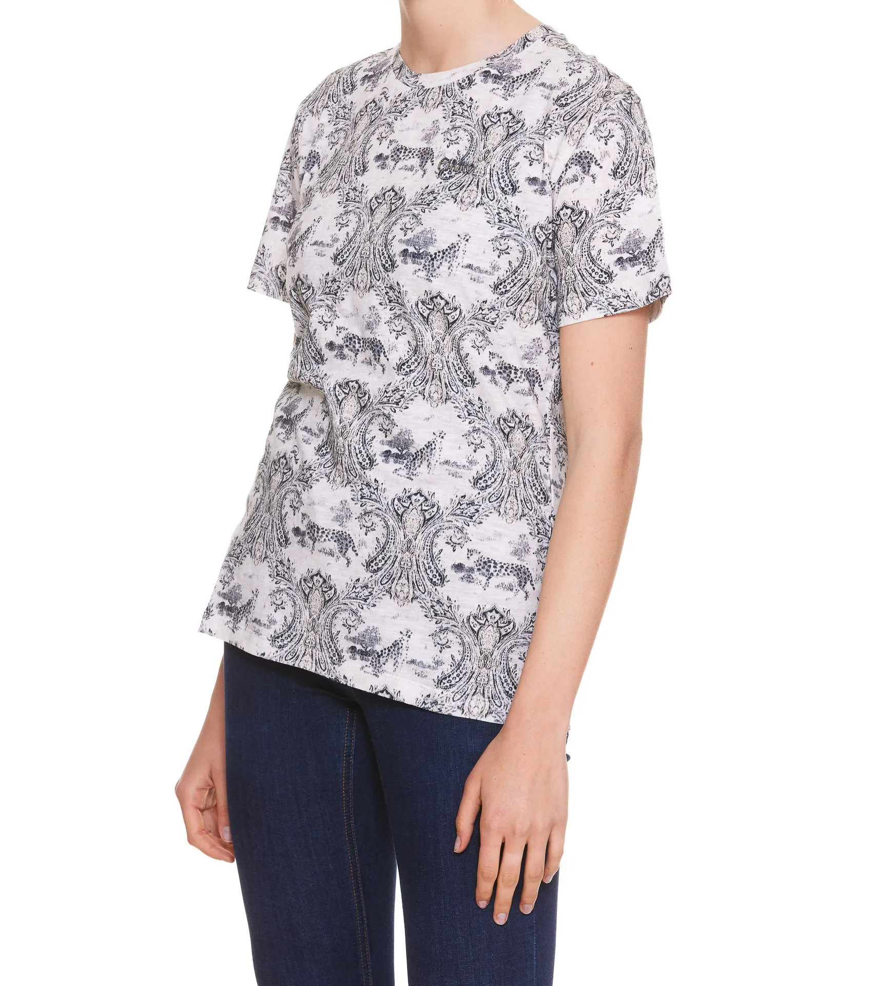 Pinko Allover Graphic Printed Crewneck T-Shirt