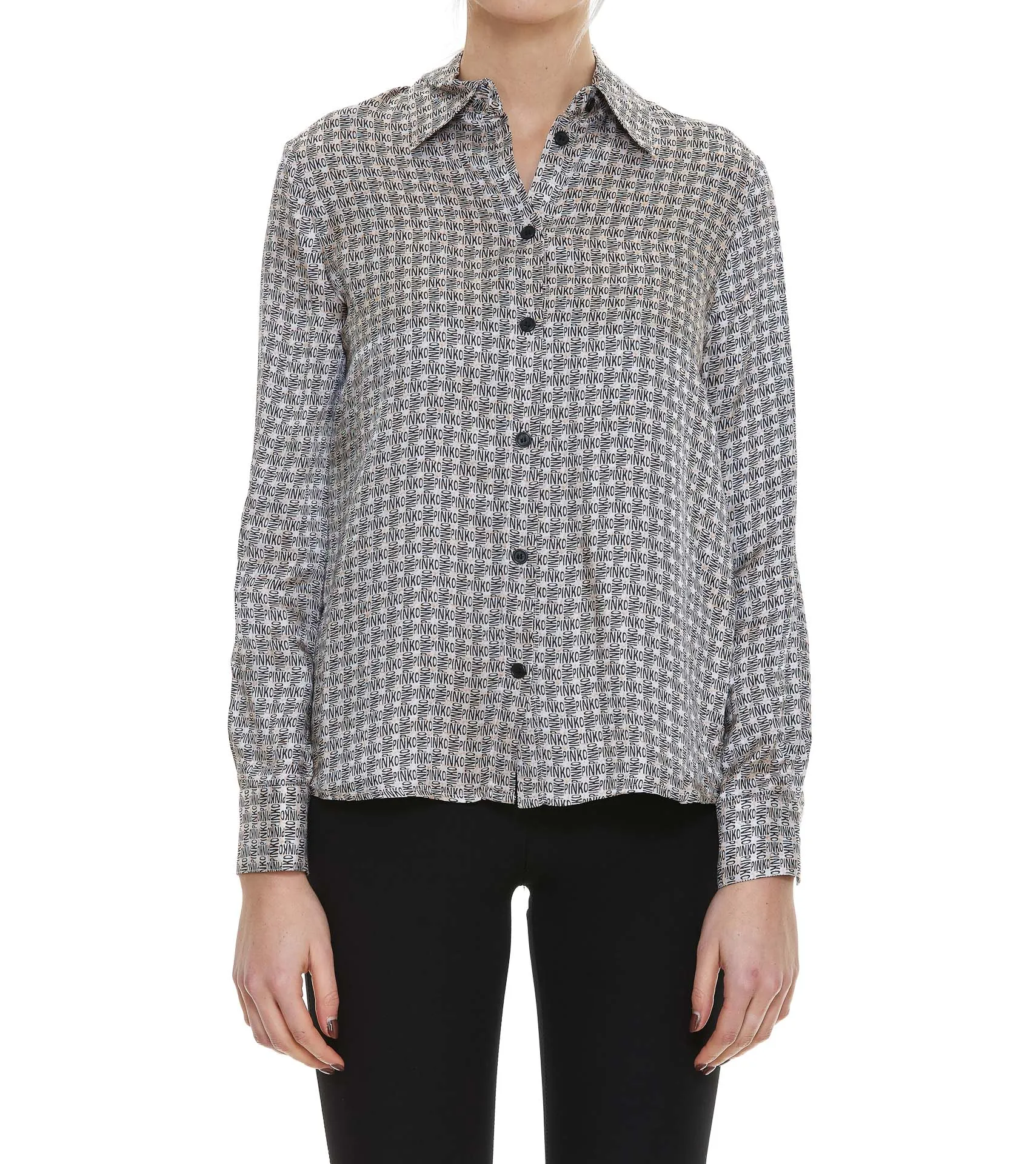 Pinko Allover Logo Printed Buttoned Shirt