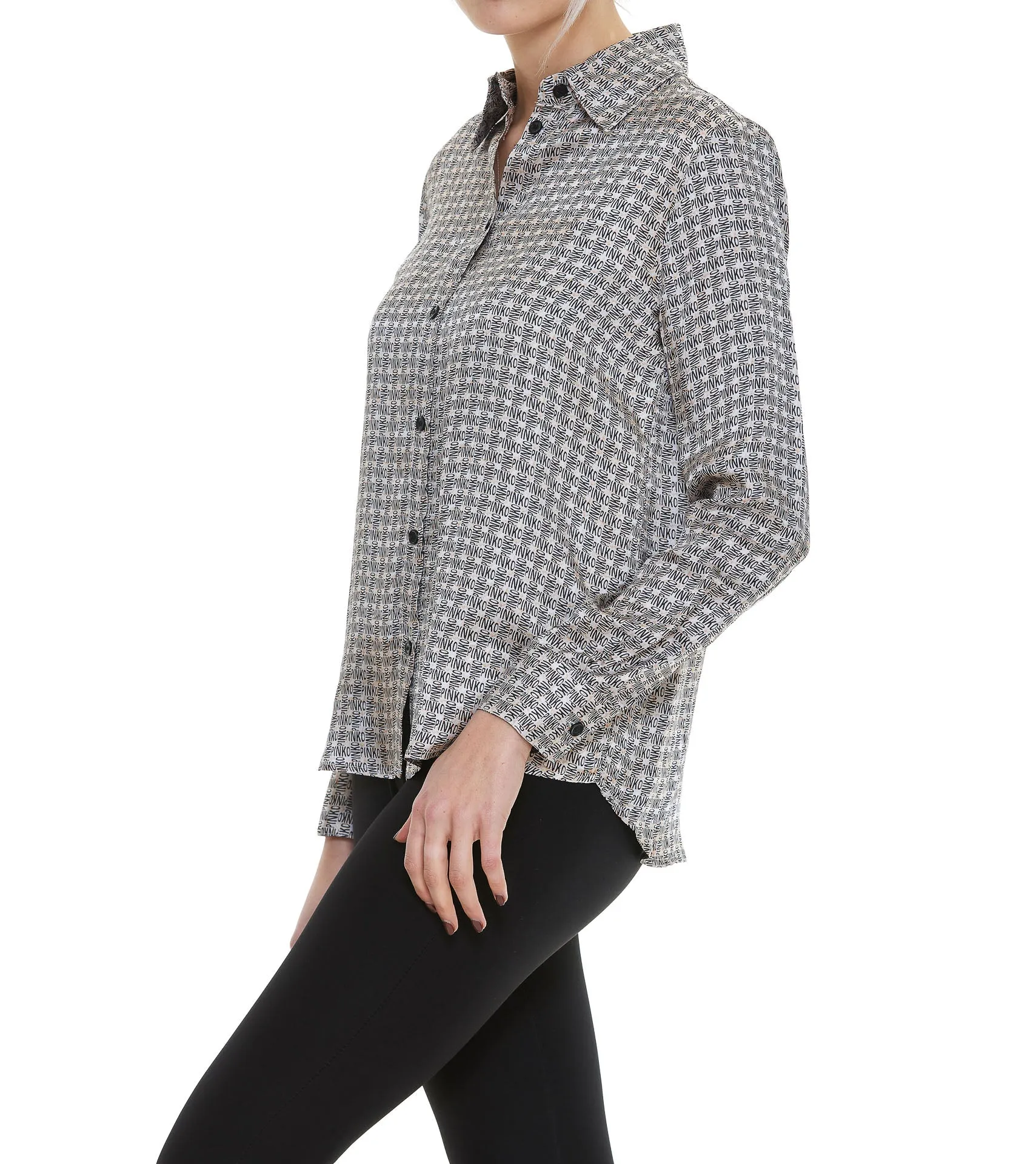 Pinko Allover Logo Printed Buttoned Shirt