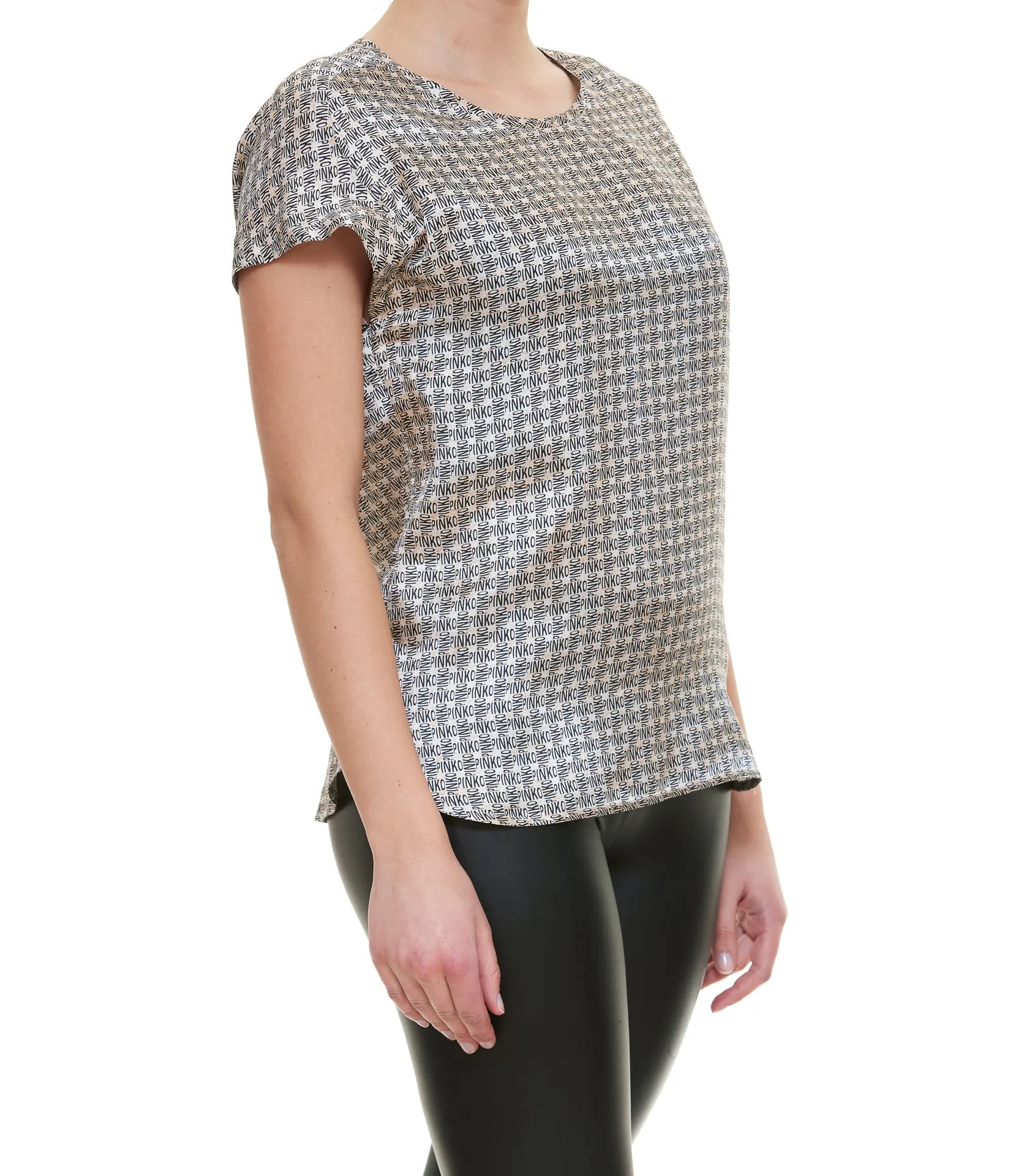 Pinko Allover Logo Printed Crewneck T-Shirt