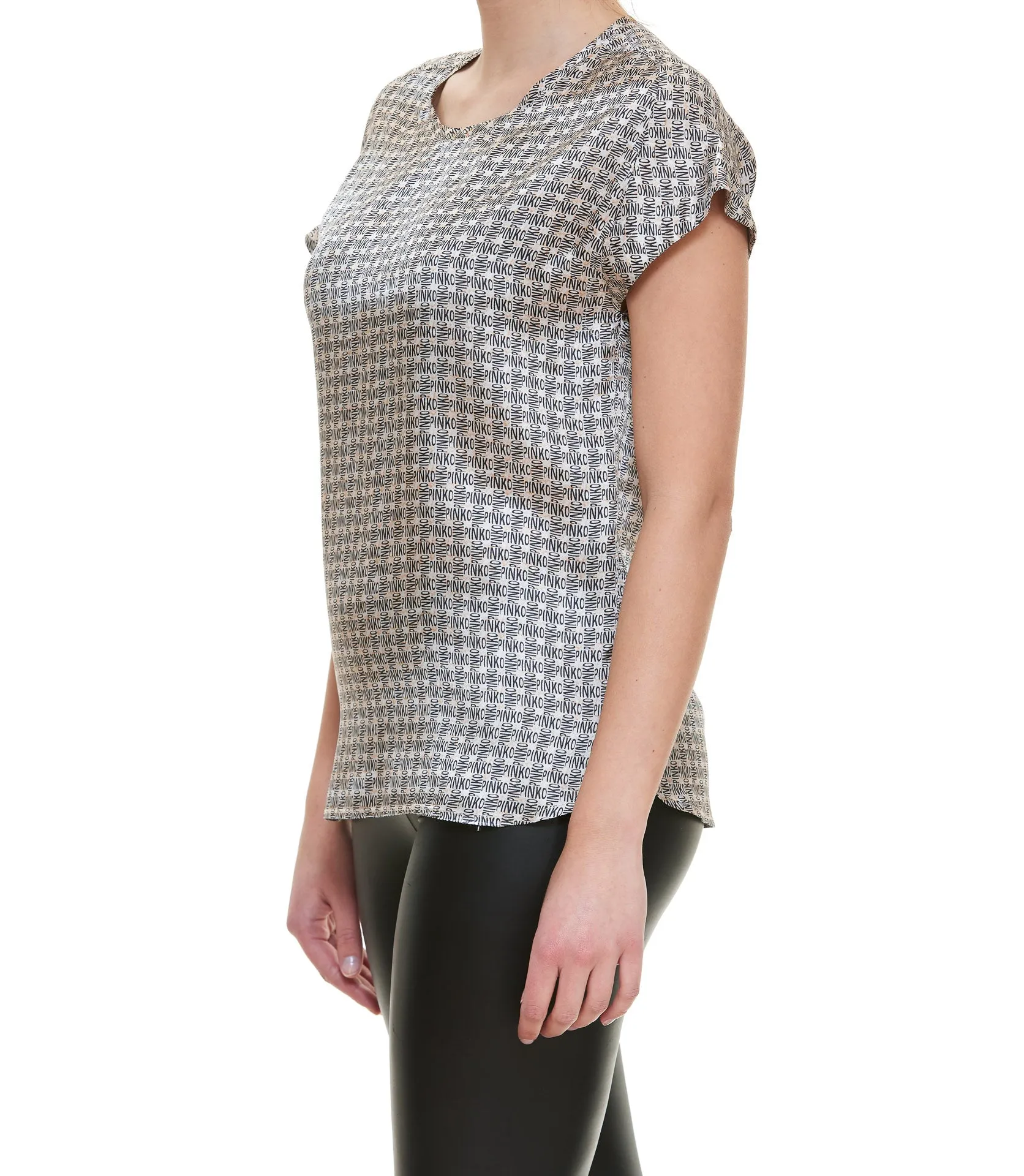 Pinko Allover Logo Printed Crewneck T-Shirt