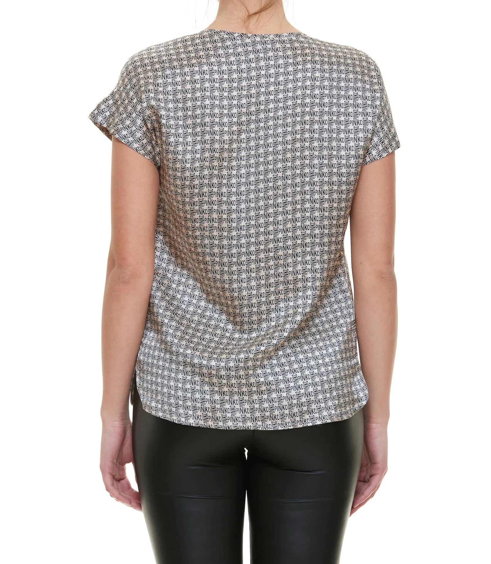 Pinko Allover Logo Printed Crewneck T-Shirt