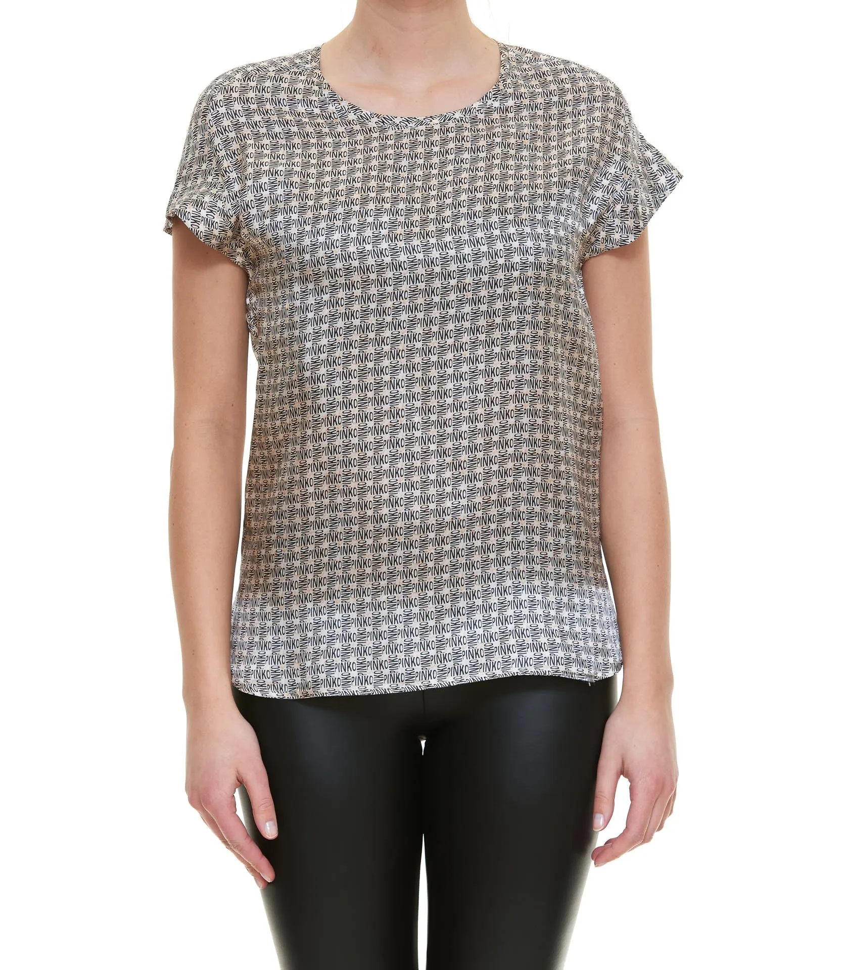 Pinko Allover Logo Printed Crewneck T-Shirt
