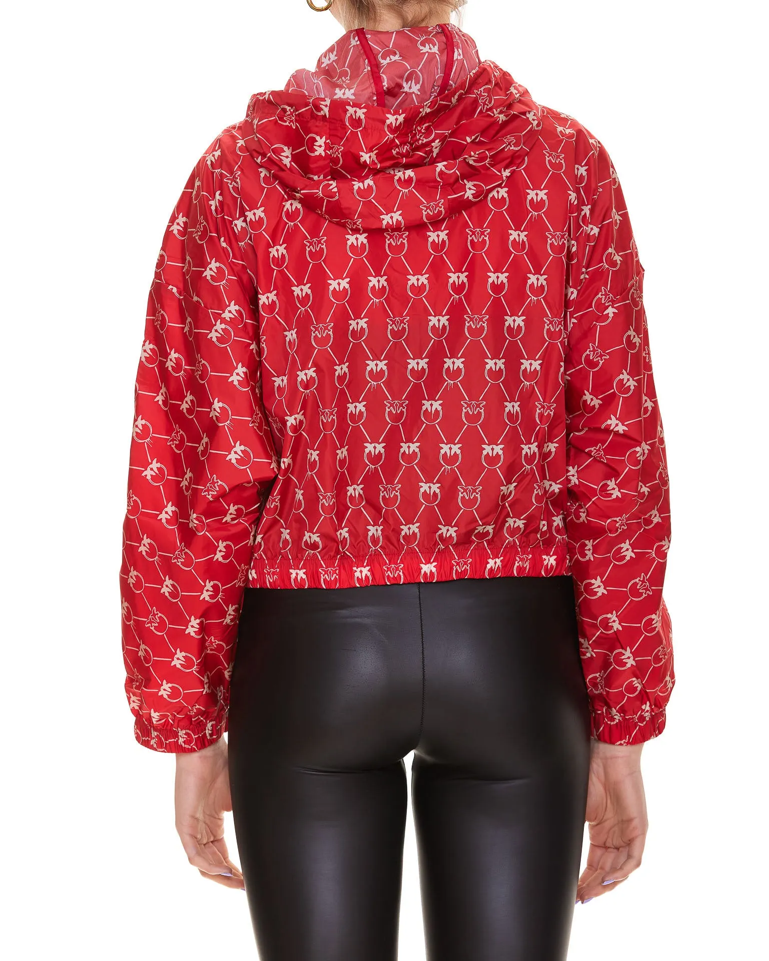 Pinko Allover Logo Printed Hooded Jacket