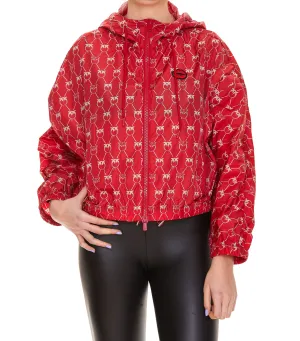 Pinko Allover Logo Printed Hooded Jacket