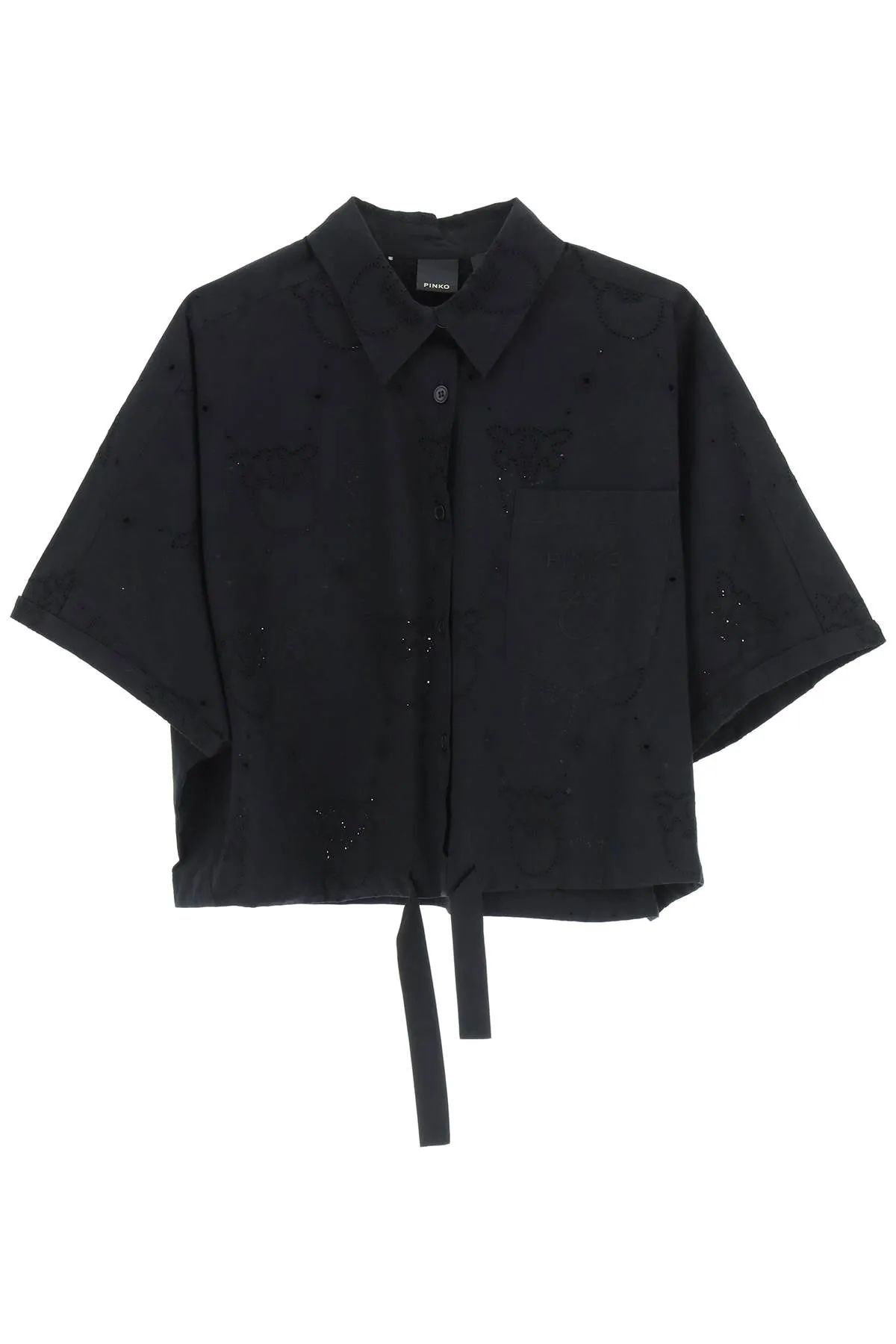 Pinko Drawstring Short Sleeved Cropped Shirt