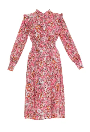 Pinko Floral Printed Long-Sleeved Shirt Dress