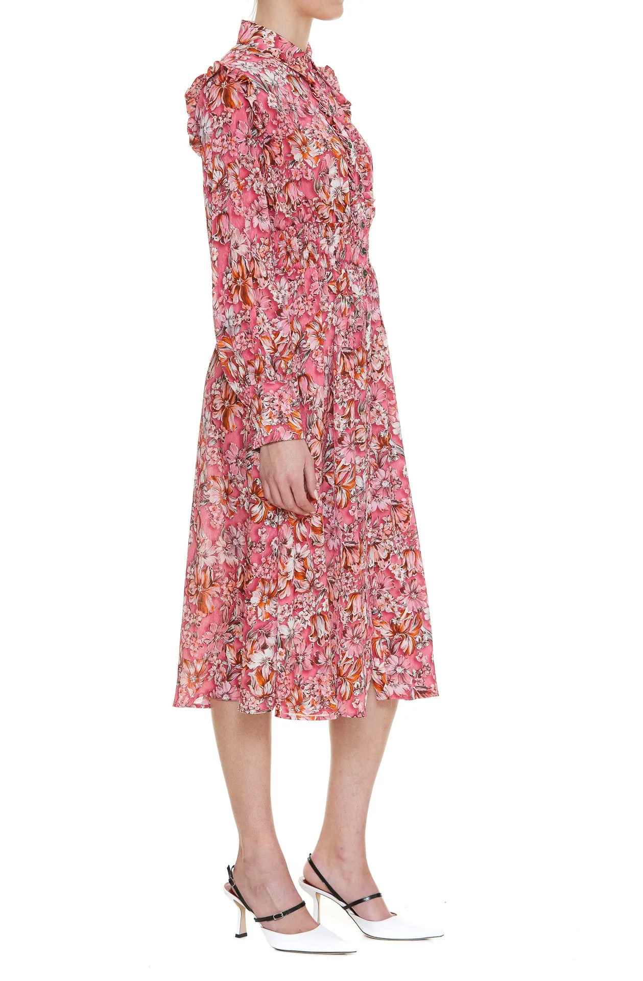Pinko Floral Printed Long-Sleeved Shirt Dress