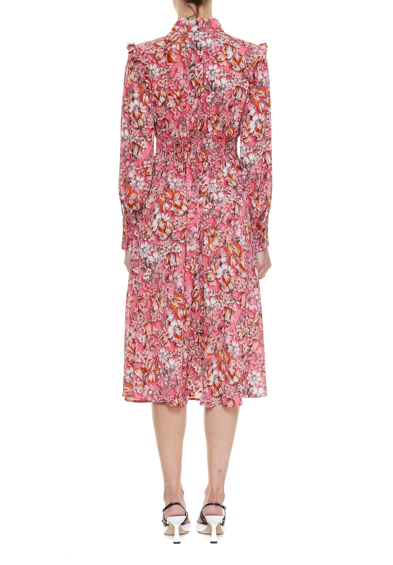 Pinko Floral Printed Long-Sleeved Shirt Dress