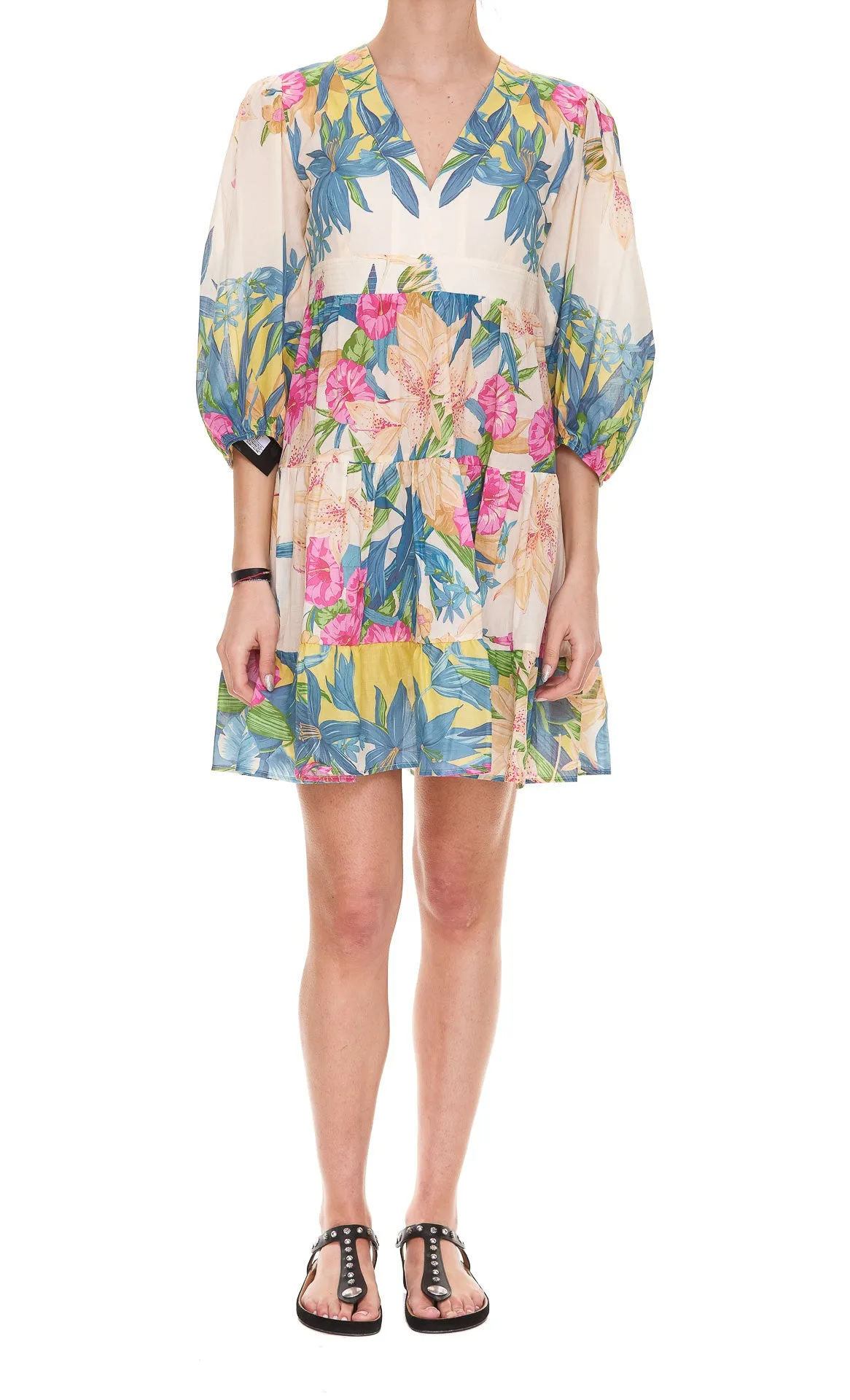 Pinko Floral Printed V-Neck Mini Dress