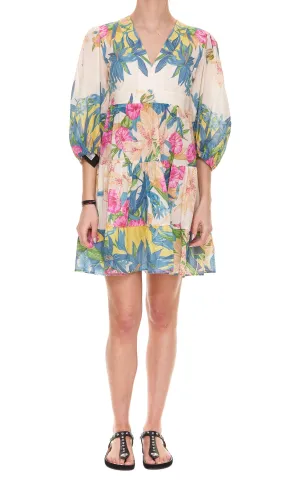 Pinko Floral Printed V-Neck Mini Dress