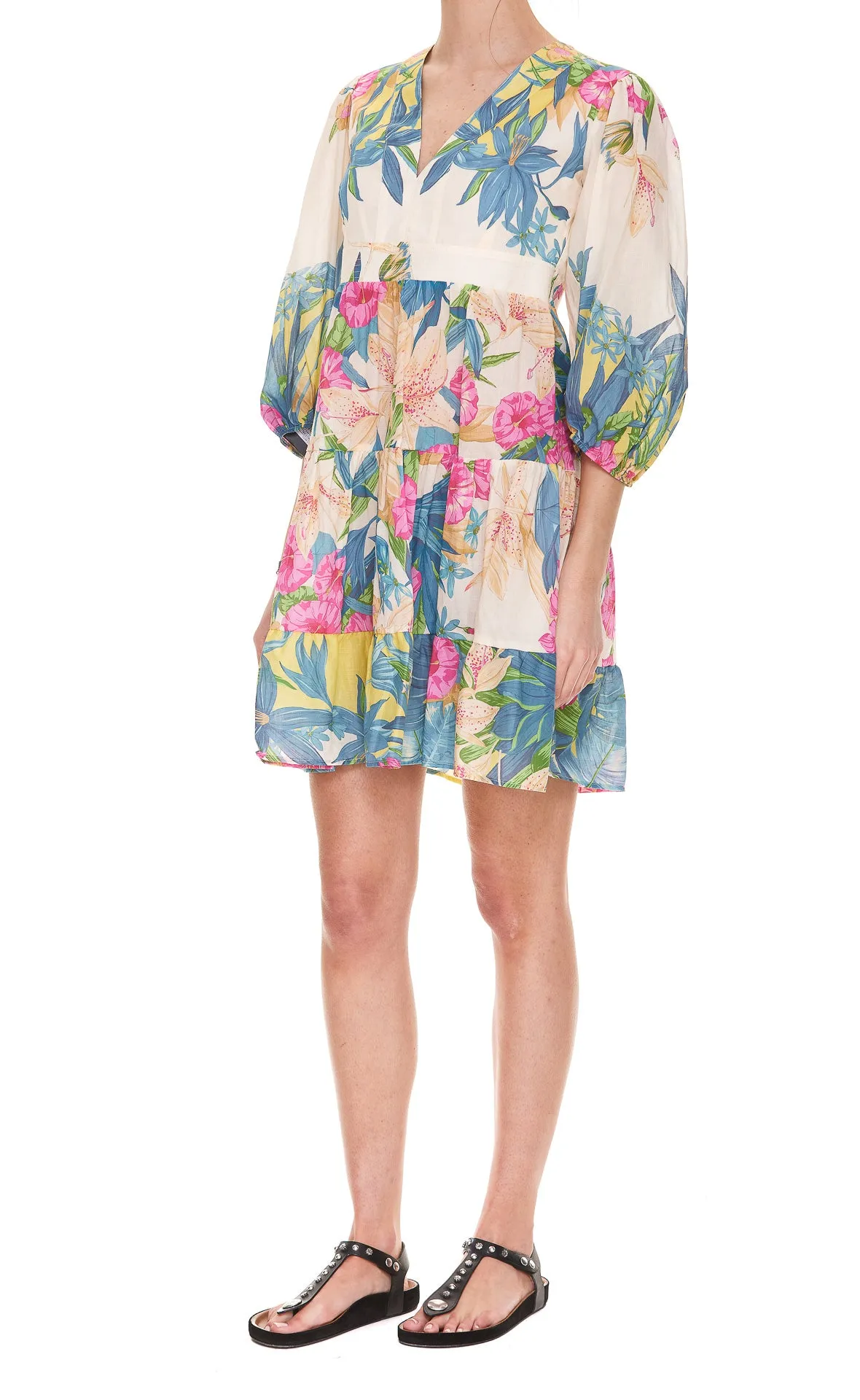 Pinko Floral Printed V-Neck Mini Dress