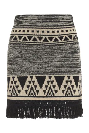 Pinko Fringed Hem Knitted Mini Skirt