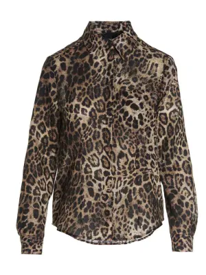 Pinko Leopard Print Long-Sleeved Shirt