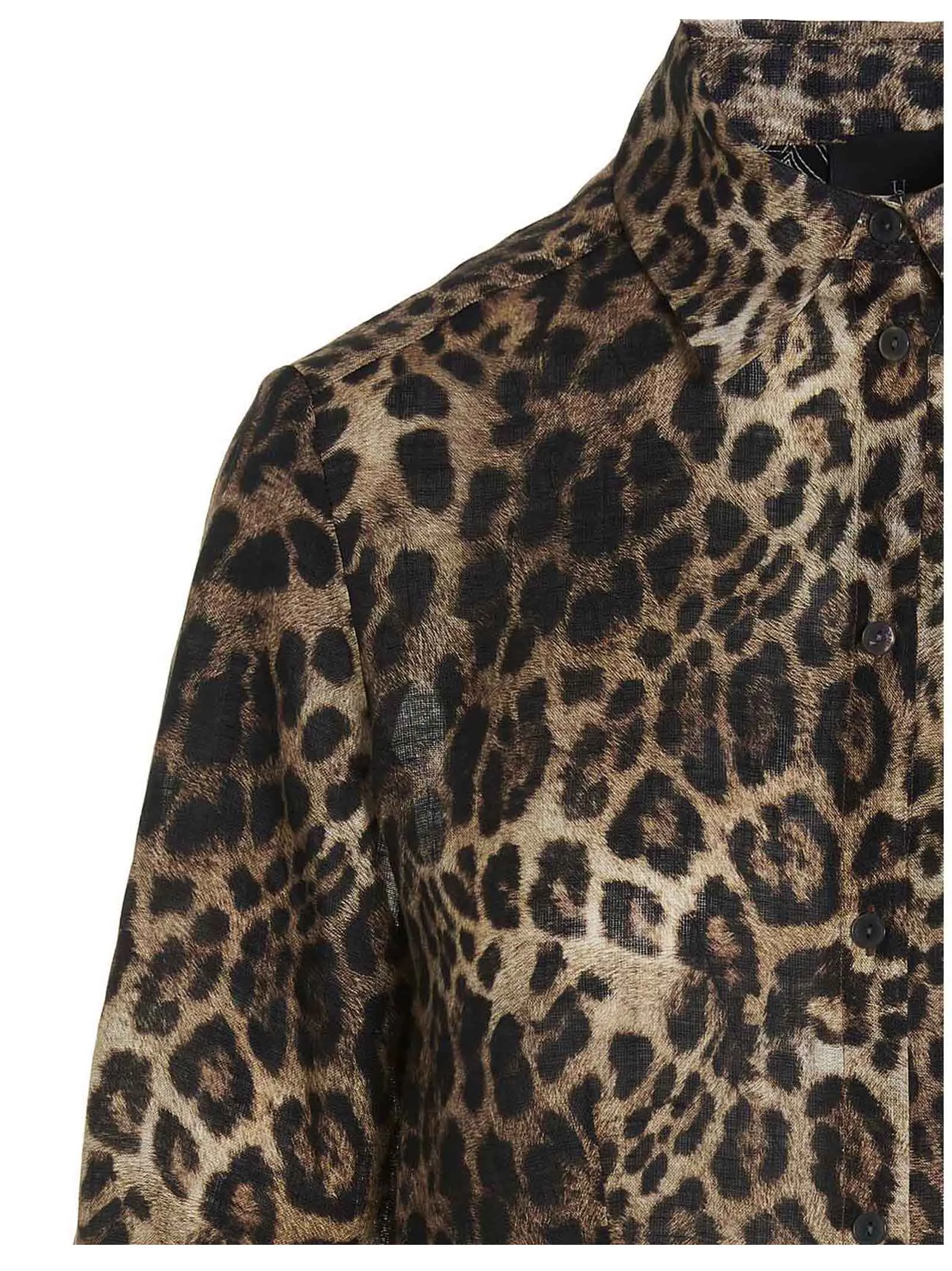 Pinko Leopard Print Long-Sleeved Shirt