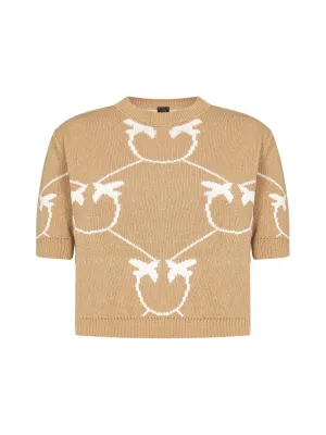 Pinko Logo Bird Jacquard Knitted Top