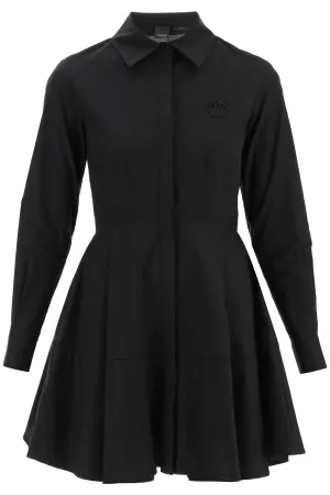 Pinko Logo Embroidered Flared Mini Shirt Dress