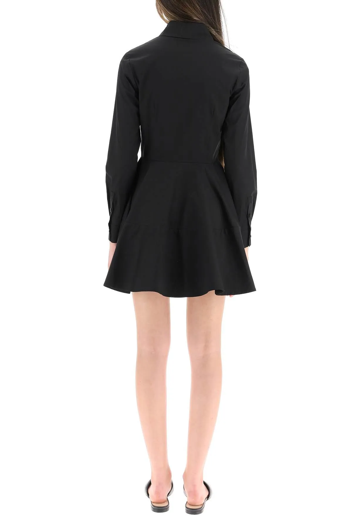 Pinko Logo Embroidered Flared Mini Shirt Dress