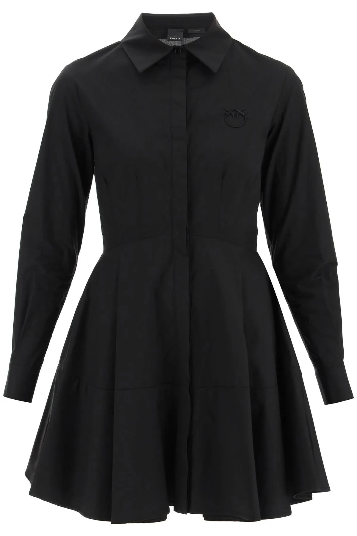 Pinko Logo Embroidered Flared Mini Shirt Dress
