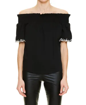 Pinko Logo Embroidered Off-Shoulder Top