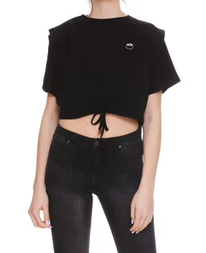 Pinko Love Birds Embroidered Cropped T-Shirt