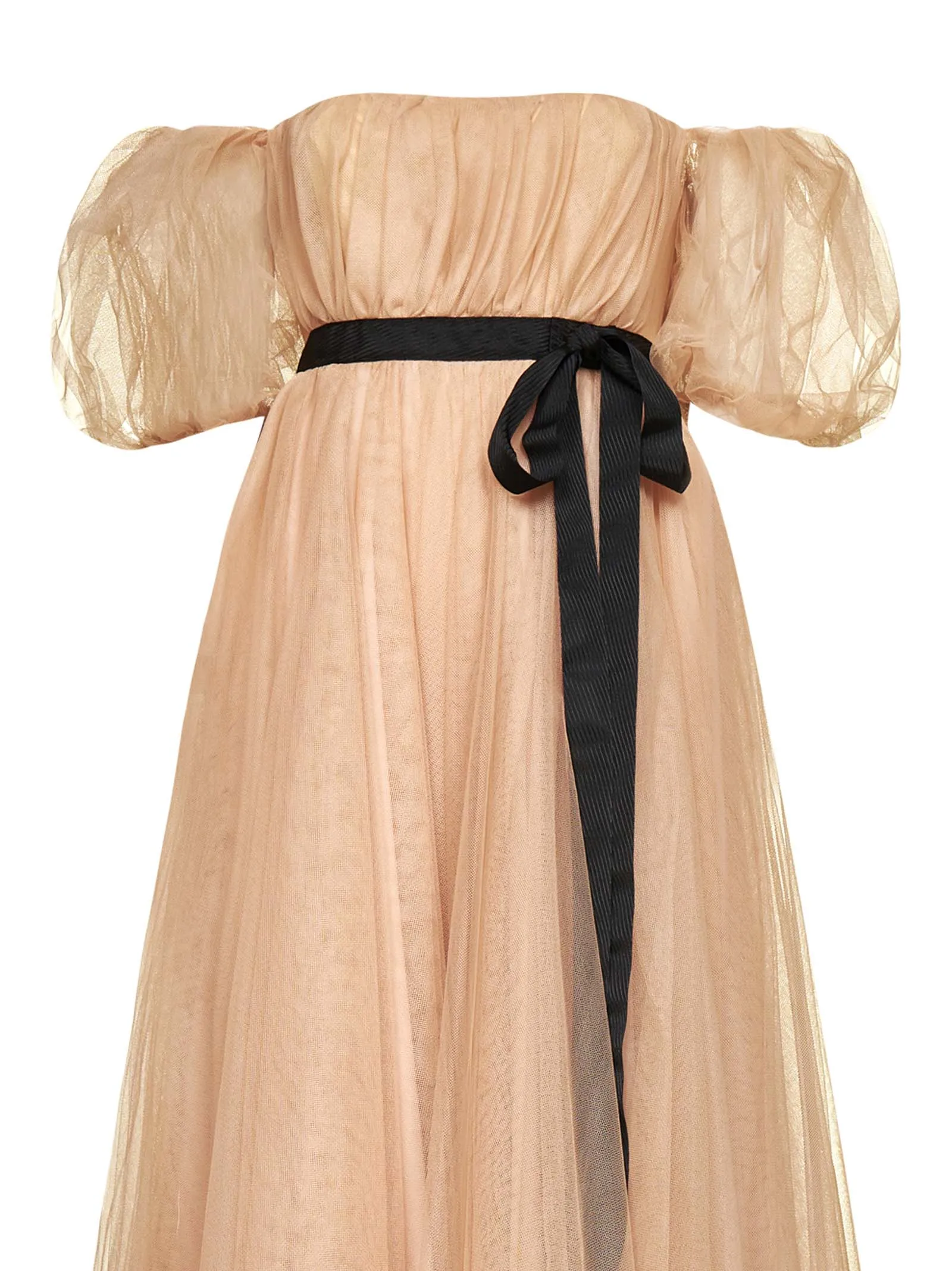 Pinko Off-Shoulder Tulle Flared Dress
