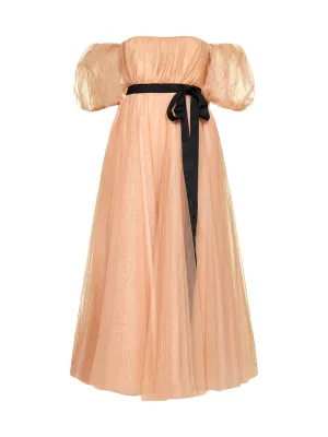 Pinko Off-Shoulder Tulle Flared Dress