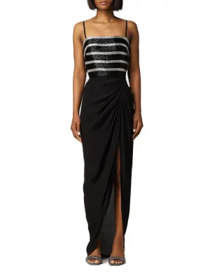 Pinko Striped Pattern Sleeveless Midi Dress