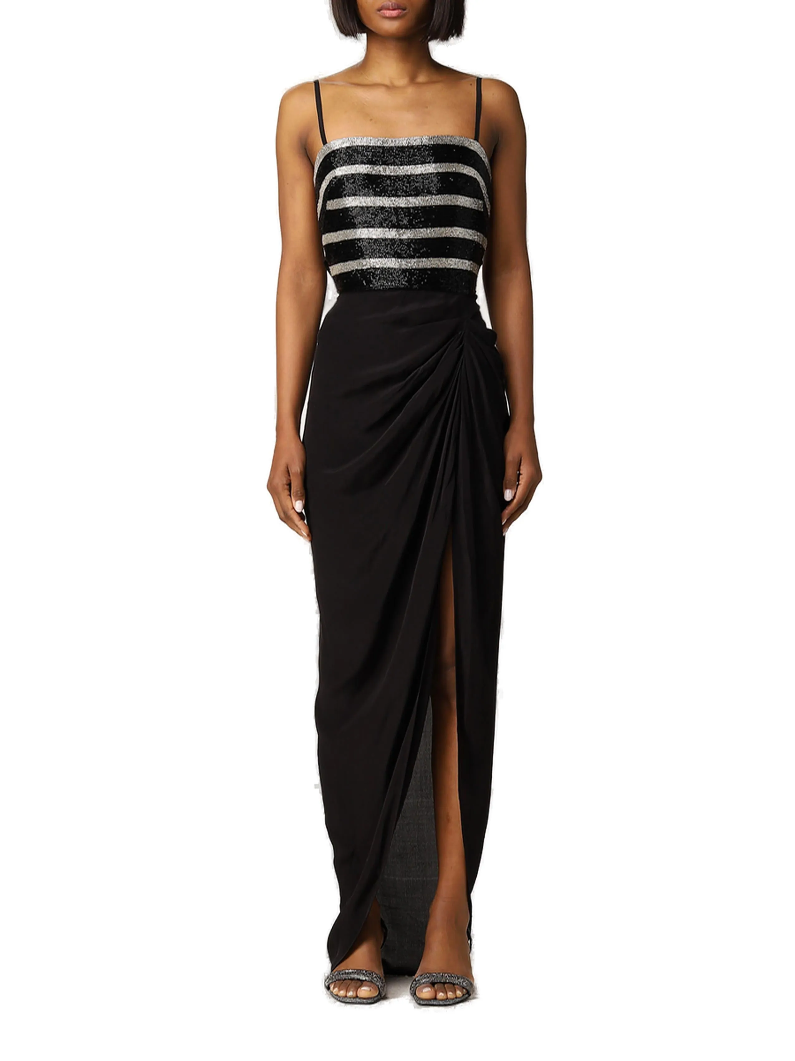 Pinko Striped Pattern Sleeveless Midi Dress