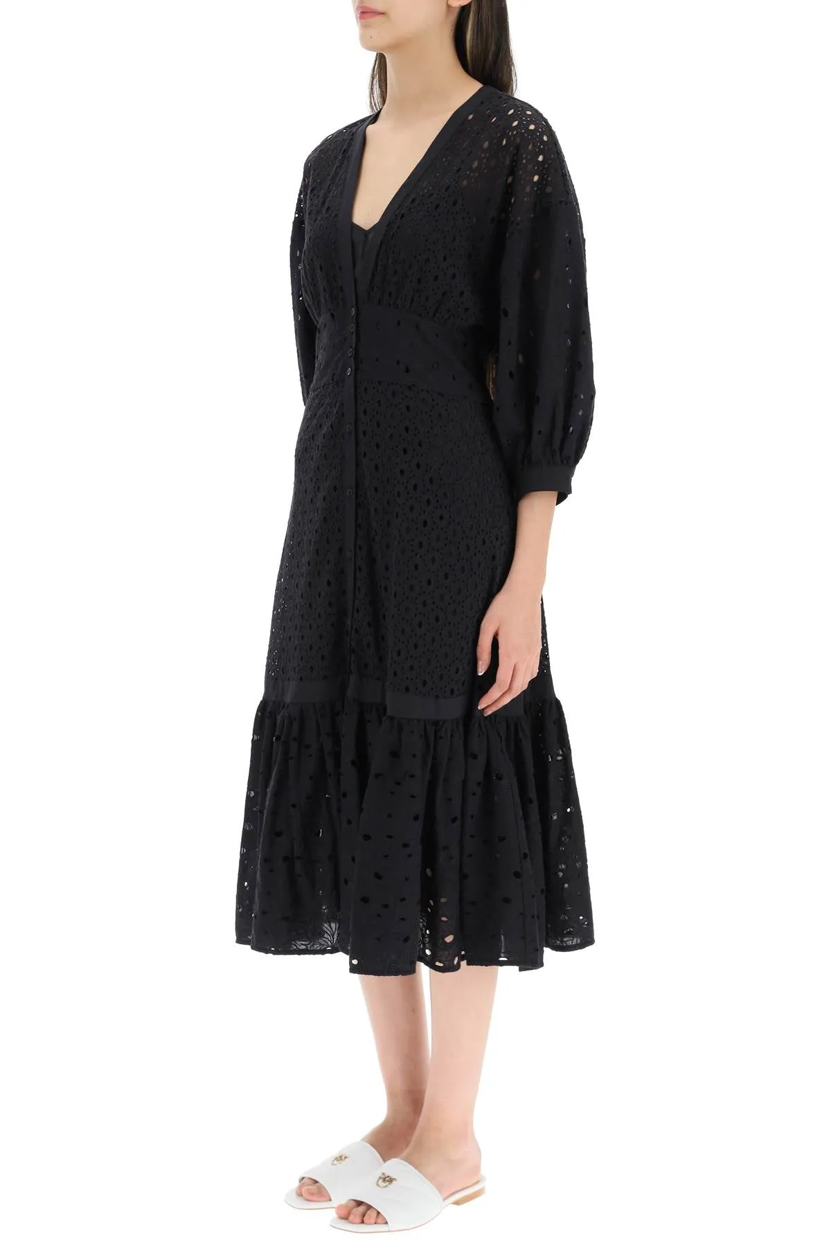 Pinko V-Neck Midi Shirt Dress