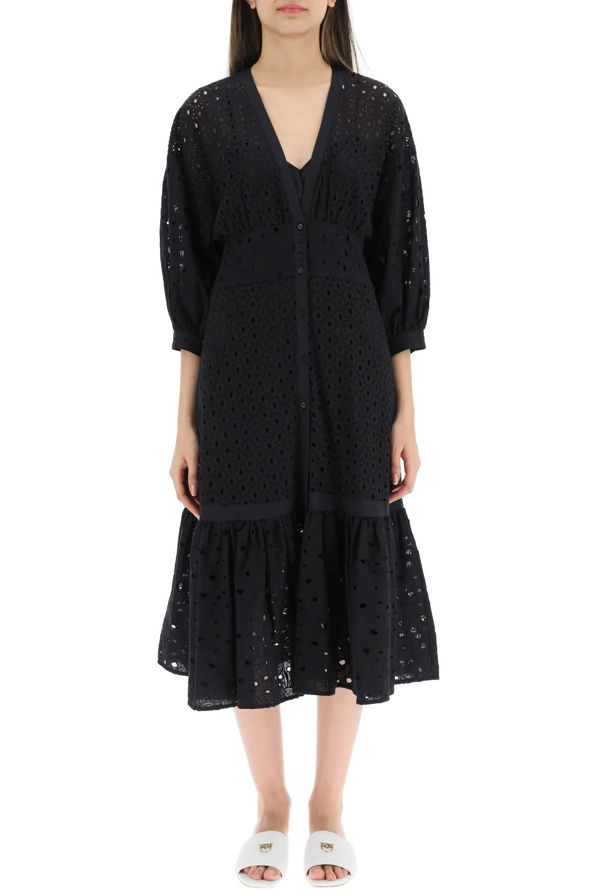 Pinko V-Neck Midi Shirt Dress