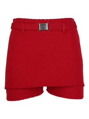 Prada Belted Waist Jacquard Shorts