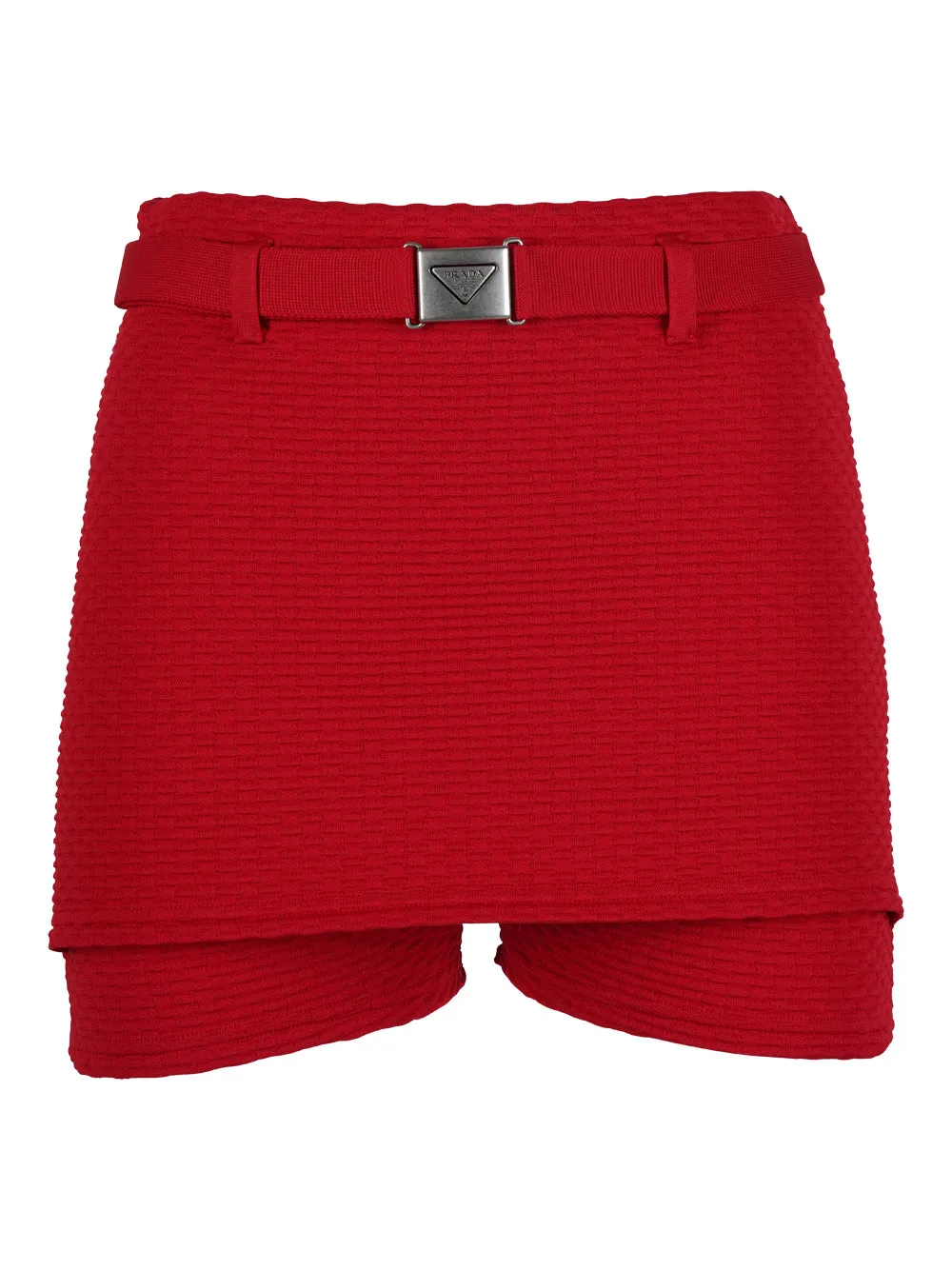 Prada Belted Waist Jacquard Shorts