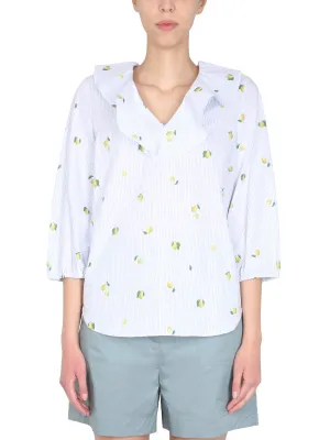 PS Paul Smith Lemon Print Cut-Out Shirt