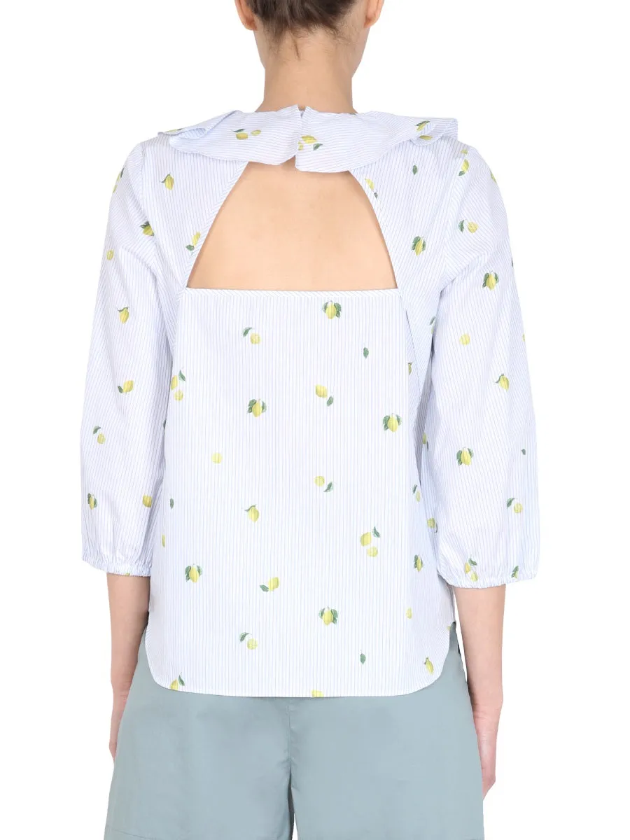 PS Paul Smith Lemon Print Cut-Out Shirt