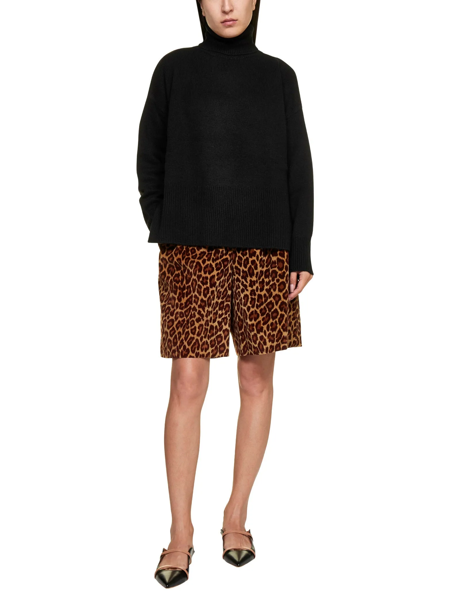 Pt01 Leopard Printed Wide Leg Shorts